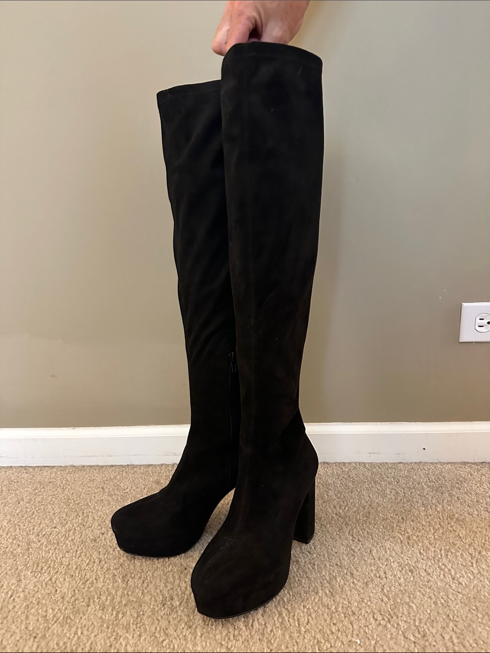 Mix No. 6 Black Over-the-Knee faux Suede Platform Boots